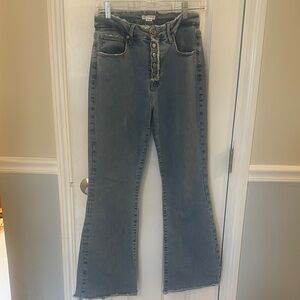 Good American Button Fly Flare Jeans